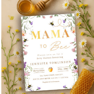 Invitation Mama to Bee Fleur sauvage Spring Baby shower