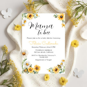 Invitation Mama to Bee Fleurs jaunes Bumblebee Baby shower