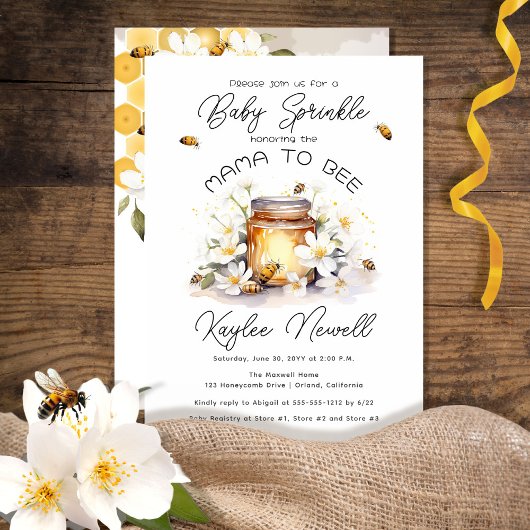 Invitation Mama to Bee Flowers and Bees Honey Baby Sprinkle