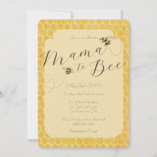 Invitation Mama to Bee Honeybee Baby Shower (Devant)