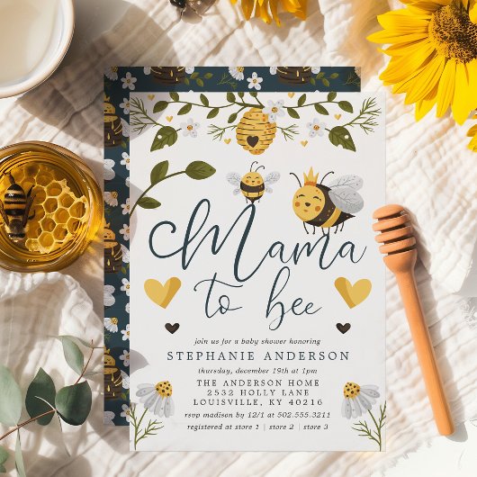Invitation Mama To Bee Honeypeb Baby shower de bourdon