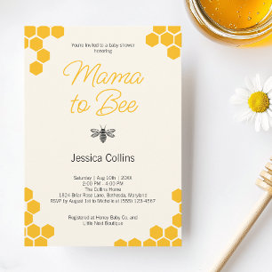 Invitation Mama to Bee Moderne Alvéole Abeille à miel Fête pr