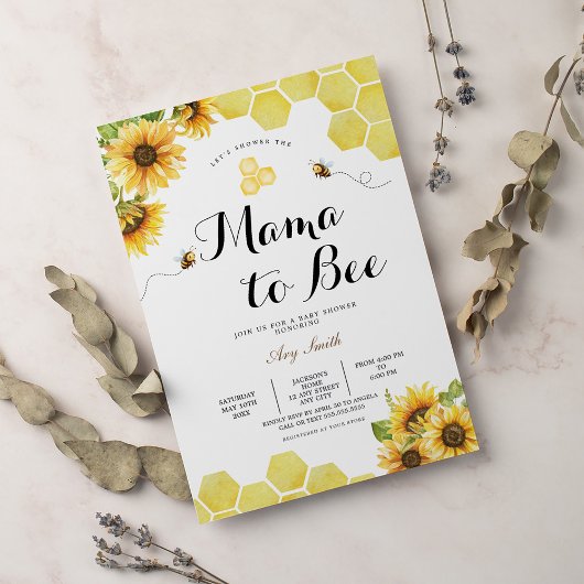 Invitation Mama to Bee Wildflower Baby Shower 
