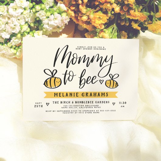 Invitation Maman À Abeille Lettres & Baby shower Honeycomb