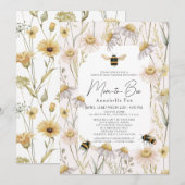 Invitation Maman à Bee Chamomile Baby shower rose Drive-by (Devant / Derrière)