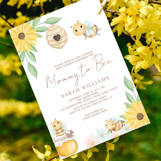 Invitation Maman À Être Baby shower Tournesol