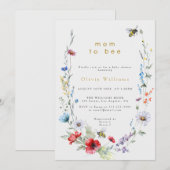 Invitation Maman À Être Fleur sauvage Baby shower Meadow (Devant / Derrière)