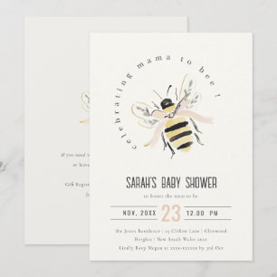 Invitation Maman abeille Cute Pastel Fête de bébé neutre