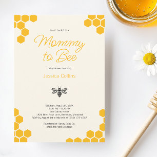 Invitation Maman Abeille Jaune Mignonne pour la Fête de Bébé