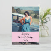 Invitation Maman aquarelle Floral Surprise Photo 60e annivers (Debout devant)