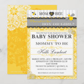 Invitation Maman au baby shower lunatique d'abeille d'abeille (Devant / Derrière)