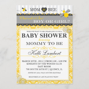 Invitation Maman au baby shower lunatique d'abeille d'abeille