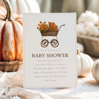 Invitation Maman Automne Vintage et Défilé Bébé Fête Prénatal