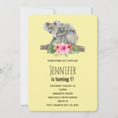 Invitation Maman & Bébé Koala Ours Aquarelle mignonne Anniver (Devant)