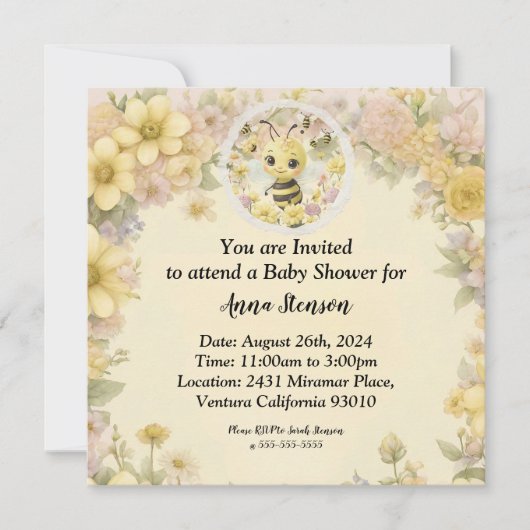 Invitation Maman Bee (Devant)