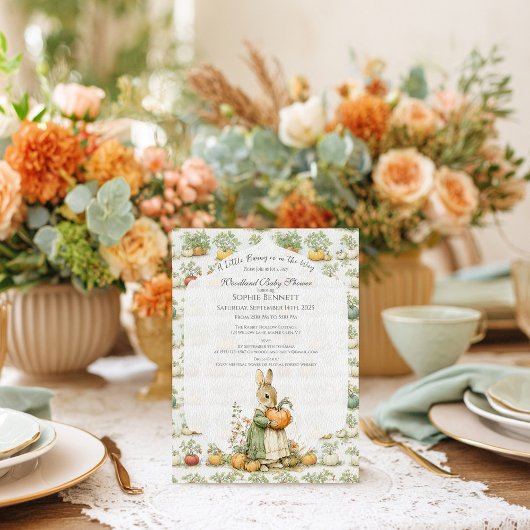 Invitation Maman Bunny et Baby shower citrouille