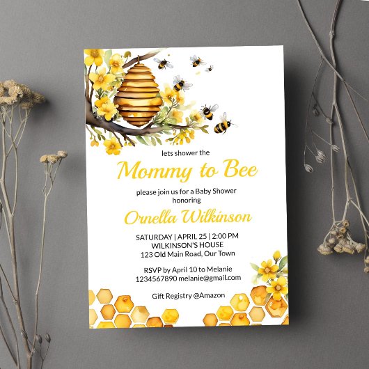 Invitation Maman d'abeilles de printemps baby shower modèle