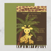 Invitation Maman de jungle de safari d'invitation de baby (Devant / Derrière)