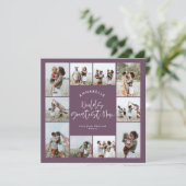 Invitation Maman élégant collage photo minimal moderne violet (Debout devant)