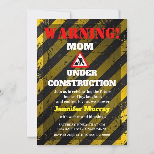 Invitation Maman en construction | Baby shower moderne (Devant)
