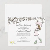 Invitation Maman Enceinte Sous Le Baby shower Des Parapluies (Devant / Derrière)