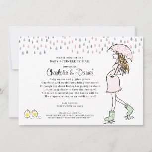 Invitation Maman Enceinte Sous Un Parapluie Bébé Saupoudrer P