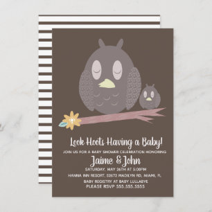 Invitation Maman et Baby Owl Woods Baby shower Révélation de 