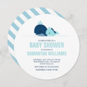 Invitation Maman et bébé Baby shower de baleines (Devant / Derrière)