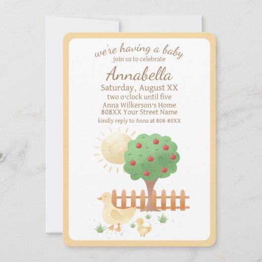 Invitation Maman et bébé canard mignonne Baby shower (Devant)