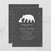 Invitation Maman et bébé Polar Ours Baby shower gris foncé (Devant / Derrière)