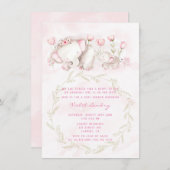 Invitation Maman et moi Elephant Pastel Baby shower fille (Devant / Derrière)