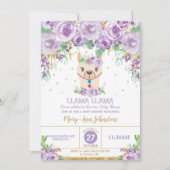 Invitation Maman florale pourpre lunatique baby shower de (Devant)