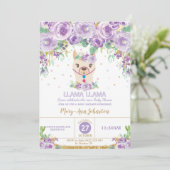 Invitation Maman florale pourpre lunatique baby shower de (Debout devant)