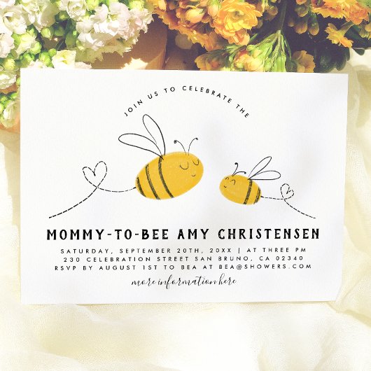 Invitation Maman Future Abeille Fête de Naissance Adorable et