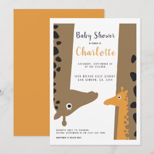 Invitation Maman girafe et bébé Fête de naissance adorable
