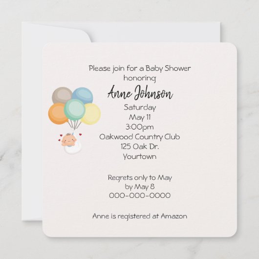 Invitation Maman Giraffe avec bébé (Dos)