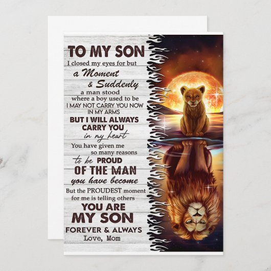 Invitation Maman Lion À Mon Fils J'Ai Fermé Les Yeux  (Devant / Derrière)