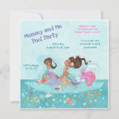 Invitation Maman & Me Pool Girly Turquoise rose sirènes (Devant)