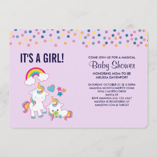Invitation Maman Mignonne & Bébé Licorne Magique Baby Shower