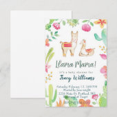 Invitation Maman mignonne et bébé lama (Devant / Derrière)