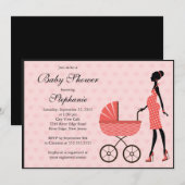 Invitation Maman moderne à être baby shower de chariot de (Devant / Derrière)