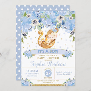 Invitation Maman Monkey et Baby Monkey Baby shower Baby Boy