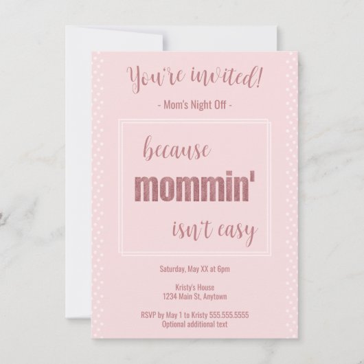 Invitation Maman n'est pas facile la fête de la nuit de maman (Devant)