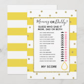 Invitation maman ou papa connaissent le jeu du baby shower de (Devant / Derrière)