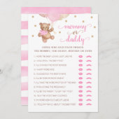 Invitation Maman ou papa Jeu Baby shower Teddy Bear (Devant / Derrière)