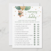 Invitation Maman ou papa Jeu Baby shower Teddy Bear Card (Devant)