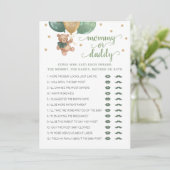 Invitation Maman ou papa Jeu Baby shower Teddy Bear Card (Debout devant)