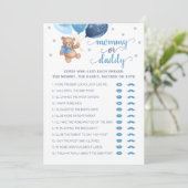 Invitation Maman ou papa Jeu Baby shower Teddy Bear Card (Debout devant)