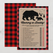 Invitation Maman ou papa| Jeu de Baby shower de bûcheron (Devant / Derrière)