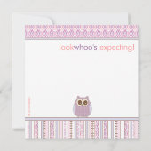 Invitation Maman Owl et baby shower de pourpre de hibou de (Dos)